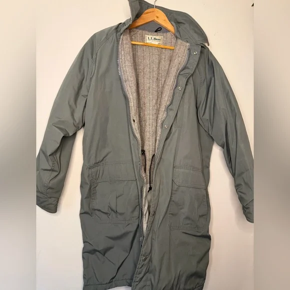 Vintage L.L.Bean Wool Lined Parka Jacket Mens Large USA Made Outdoor Field Coat